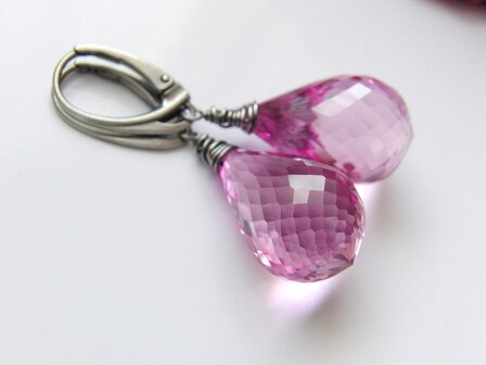 Zilveren Oorbellen met Topaas Light Pink