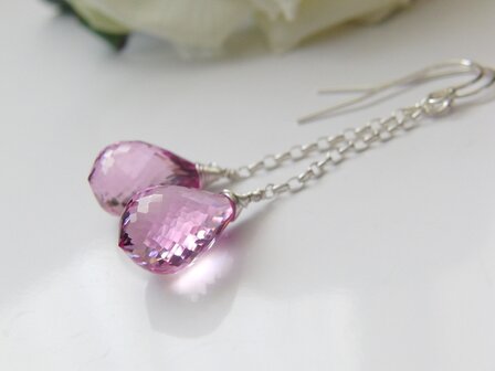 Zilveren Oorbellen met Topaas Light Pink II