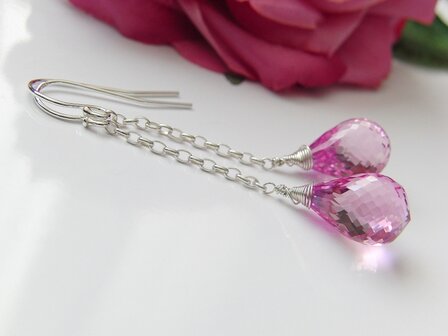 Zilveren Oorbellen met Topaas Light Pink II