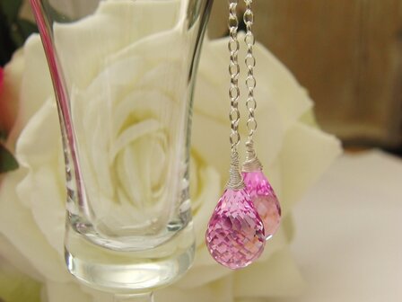 Zilveren Oorbellen met Topaas Light Pink II