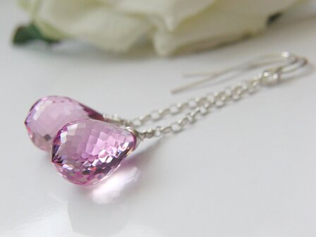 Zilveren Oorbellen met Topaas Light Pink II