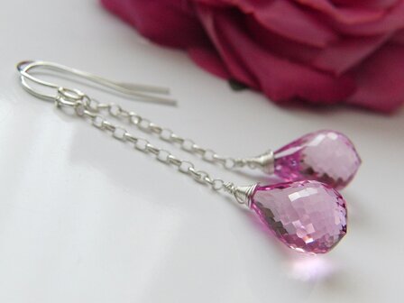 Zilveren Oorbellen met Topaas Light Pink II