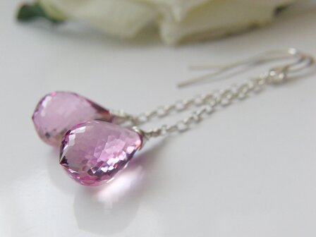 Zilveren Oorbellen met Topaas Light Pink II