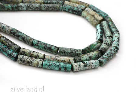 14mm x 4mm Afrikaanse Turkoois Edelstenen Kralen- Buis Mat