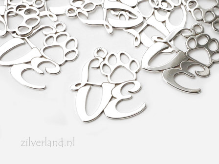 Sterling Zilveren Hanger- Love met Dierenpoot