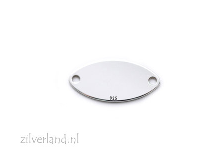 15mm x 7,5mm Sterling Zilveren Connector, Graveerplaatje- Ovaal