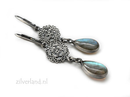 Edelsteen Oorbellen met Labradoriet Druppels