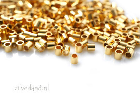 10 Stuks Sterling Zilveren Buis/Knijpkralen- Verguld