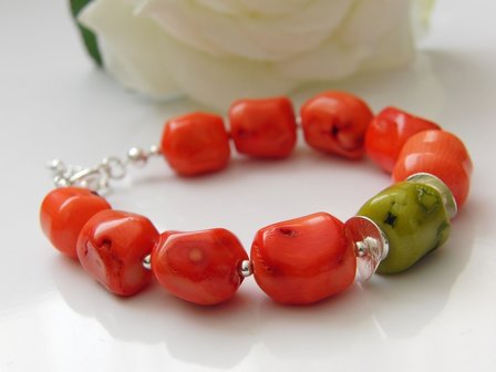 Zilveren Armband met Koraal