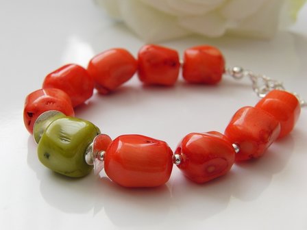 Zilveren Armband met Koraal
