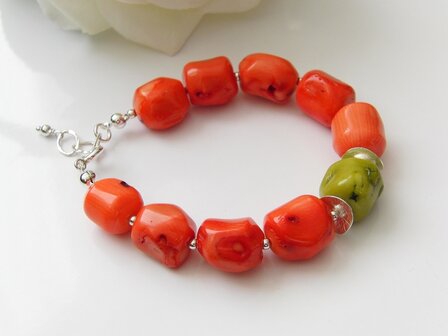 Zilveren Armband met Koraal