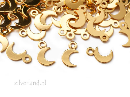 10 Stuks Sterling Zilveren Hangertje- Maan Verguld