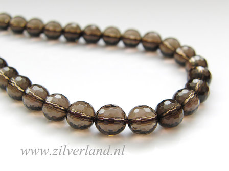 8mm Rookkwarts Kralen- Micro Facet