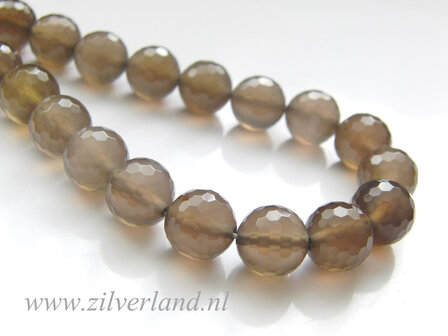 12mm Grijze Agaat Kralen- Facet