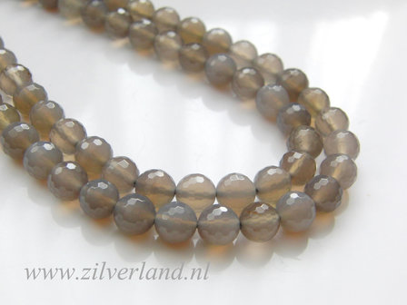 8mm Grijze Agaat Kralen- Facet