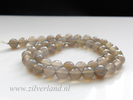 8mm Grijze Agaat Kralen- Facet