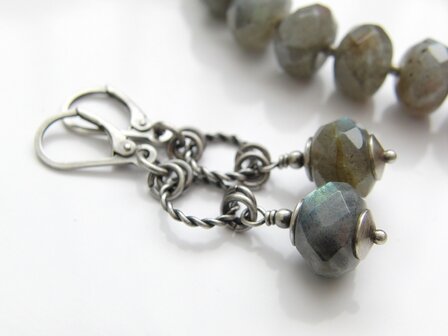 Sterling Zilveren Oorbellen met Labradoriet