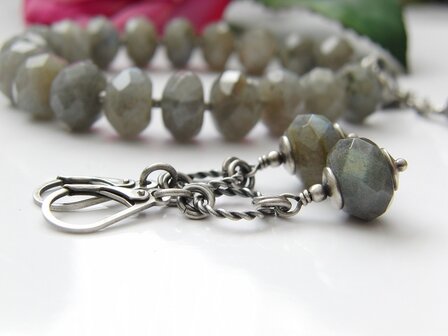 Sterling Zilveren Oorbellen met Labradoriet