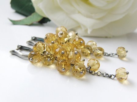 Zilveren Oorbellen met Citrien &quot;Citrien in Oxide