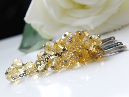 Zilveren Oorbellen met Citrien &quot;Citrien in Oxide