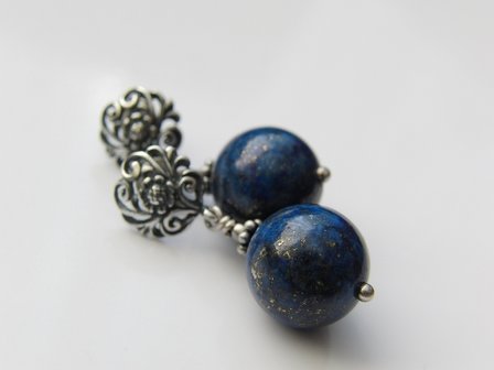 Handgemaakte Zilveren Oorstekers met Lapis lazuli &quot;Denim&quot; 