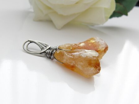 Zilveren Oorbellen met Ruwe Citrien