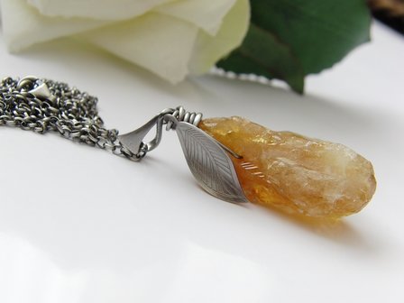 Zilveren Ketting met Ruwe Citrien