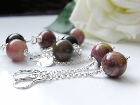 Sterling Zilveren Oorbellen met Toermalijn