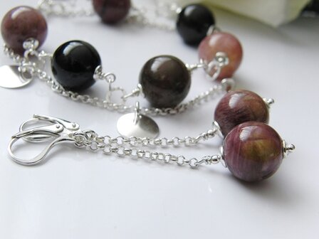 Sterling Zilveren Oorbellen met Toermalijn