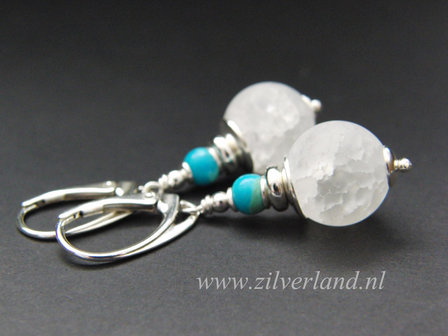 - Sterling Zilveren Oorbellen met Bergkristal en Turkoois