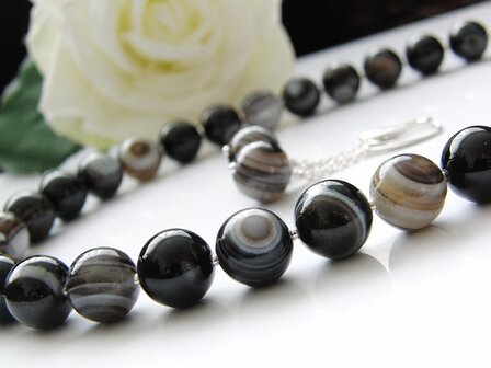 Sterling Zilveren Sieraden Set met Streep Agaat