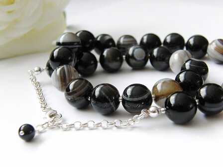 Sterling Zilveren Sieraden Set met Streep Agaat