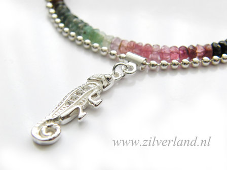 Sterling Zilveren Armband met Toermalijn- Kameleon