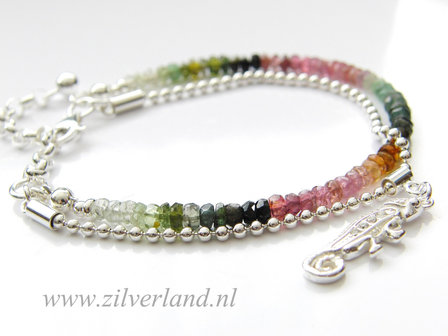 Sterling Zilveren Armband met Toermalijn- Kameleon