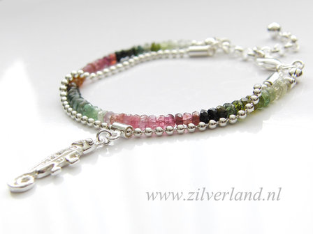 Sterling Zilveren Armband met Toermalijn- Kameleon