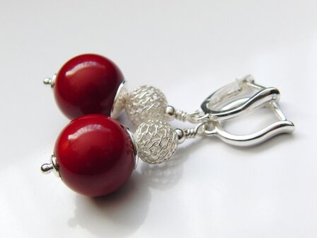 Sterling Zilveren Oorbellen met Koraal 