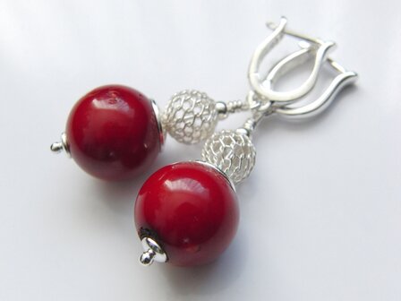 Sterling Zilveren Oorbellen met Koraal 