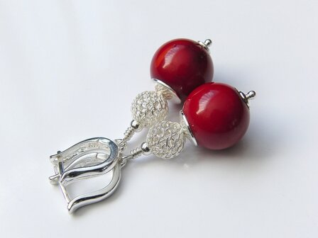 Sterling Zilveren Oorbellen met Koraal 