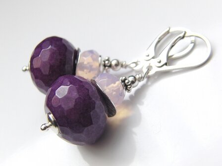 Zilveren Oorbellen met Jade en Opaliet 