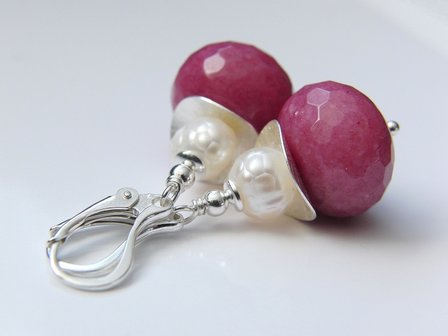 Edelstenen Oorbellen met Jade en Zoetwaterparels