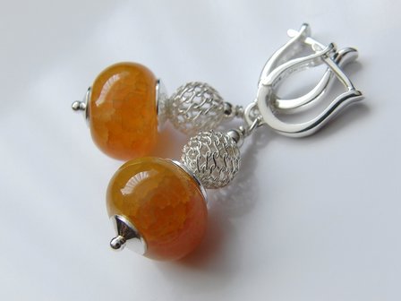 Oorbellen met Agaat Edelstenen &quot;Dragon Veins&quot;