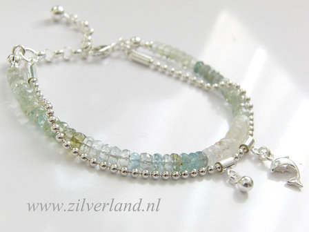 Sterling Zilveren Armband met Aquamarijn- Dolfijn