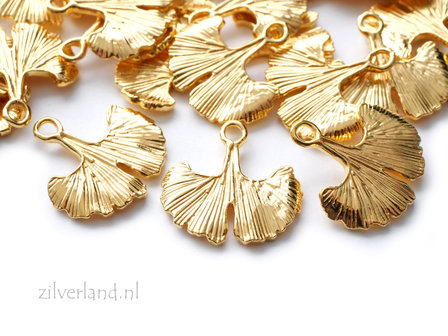 Sterling Zilveren Hanger- Ginkgo Blad Verguld