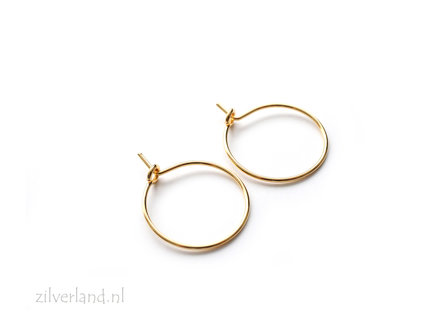 15mm Sterling Zilveren Oorbelhaken- Creolen Verguld
