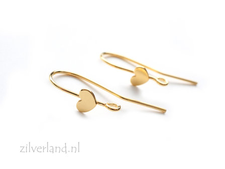 Sterling Zilveren Oorhaken- Hartjes Verguld