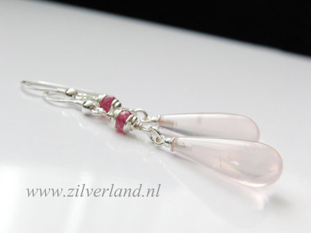 Handgemaakte Sterling Zilveren Oorbellen met Rozenkwarts