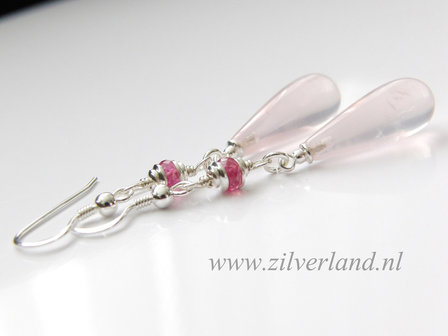 Handgemaakte Sterling Zilveren Oorbellen met Rozenkwarts