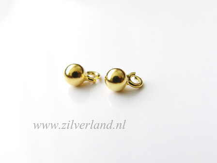 2 Stuks 4mm Sterling Zilveren Balletje met Montagering- Verguld