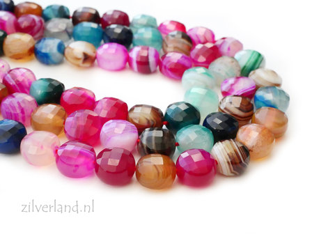 8mm Agaat Edelstenen Kralen- Facet Coin