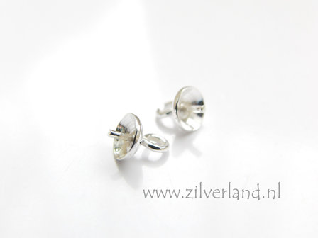 4 Stuks 5mm Sterling Zilveren Kraalhanger, Parelschotel met Pin